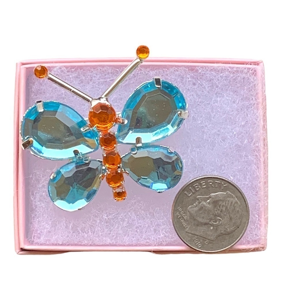 Small Rhinestone Butterfly Brooch - Picture 3 of 3